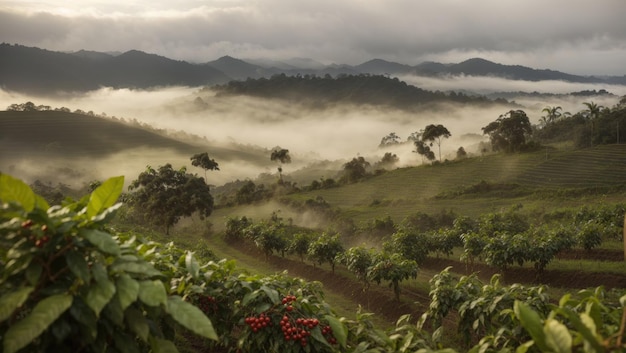 Foto raccolta dell'oro del caffè coltivatori brasiliani all'alba