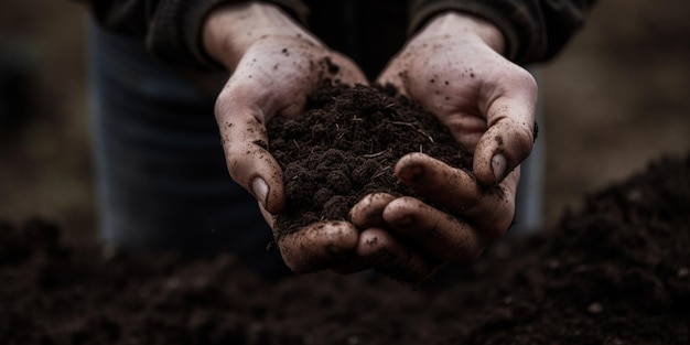 Harvesting the Earth Two hands holding a pile of soil