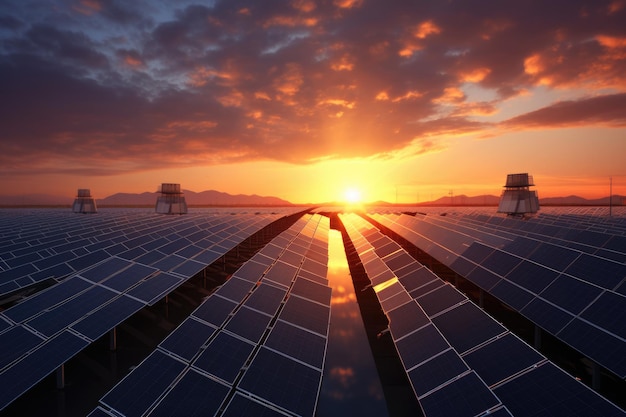 Harvesting the Energy of the Rising Sun Before Sunrise at Solar Power Plants A Glorious Sky