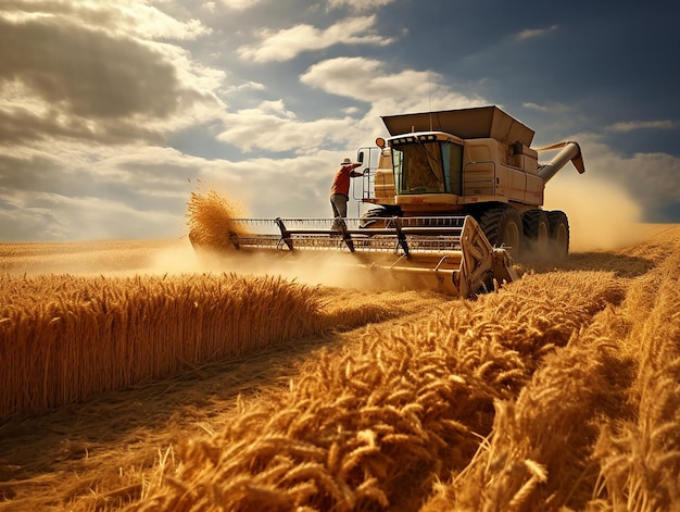 harvesting grain in the field generated ia