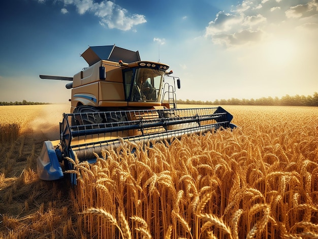 harvesting grain in the field generated ia