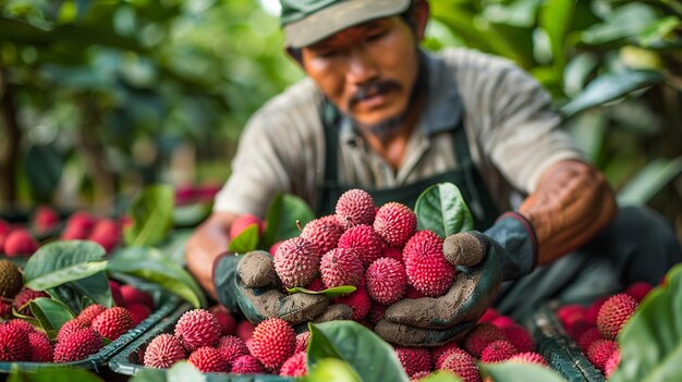 Photo harvesting lychees in an orchard 169 wallpaper