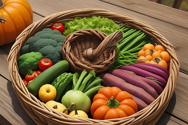 Harvesting the Season Rustic Baskets and Organic Bounty in Autumn