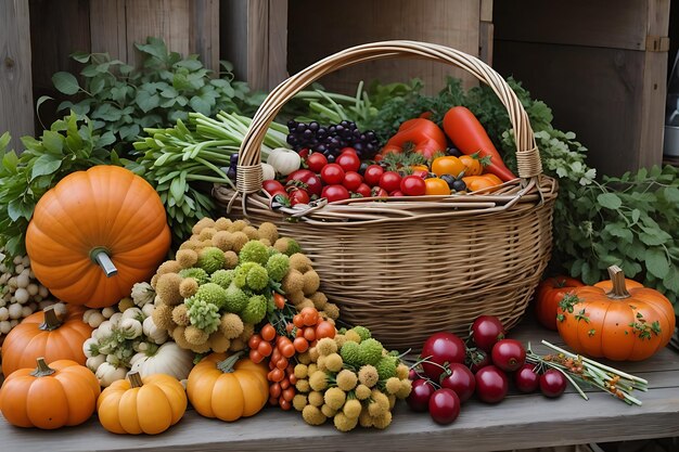 Harvesting the Season Rustic Baskets and Organic Bounty in Autumn