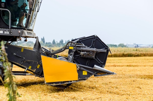 Foto la raccolta del grano con una combinatrice