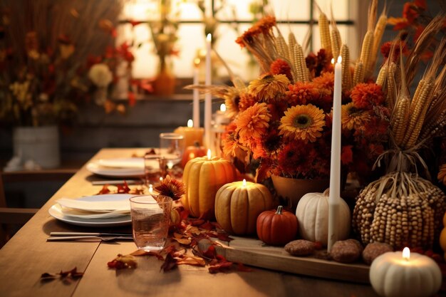 Photo harvestinspired thanksgiving table setting with ru 00615 01