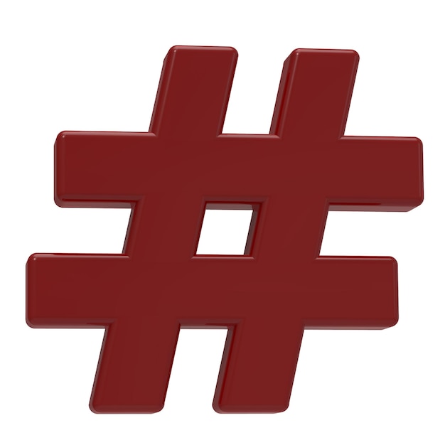 Hashtag icon isolated on white background 3D Illustration