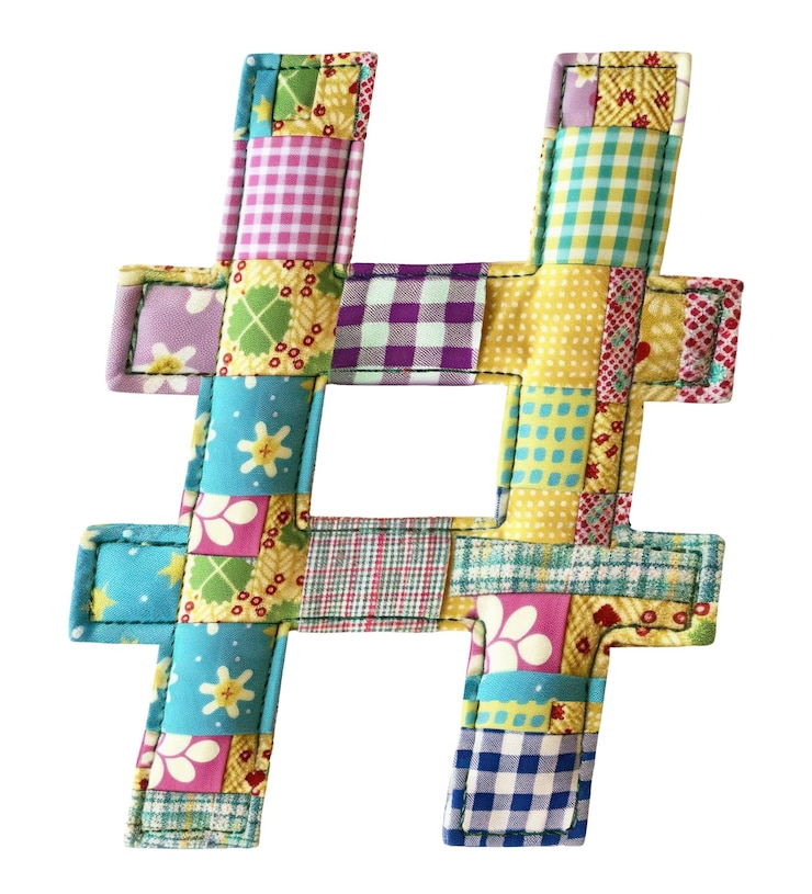 Photo hashtag png in fabric stitch sign transparent background
