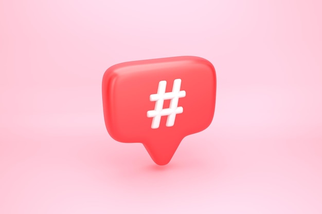 Hashtag di notifica sui social media con l'icona del cuore
