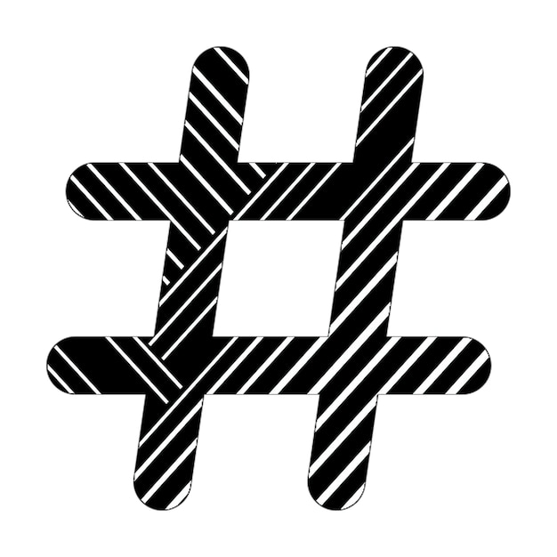 Photo hastag icon black white diagonal lines