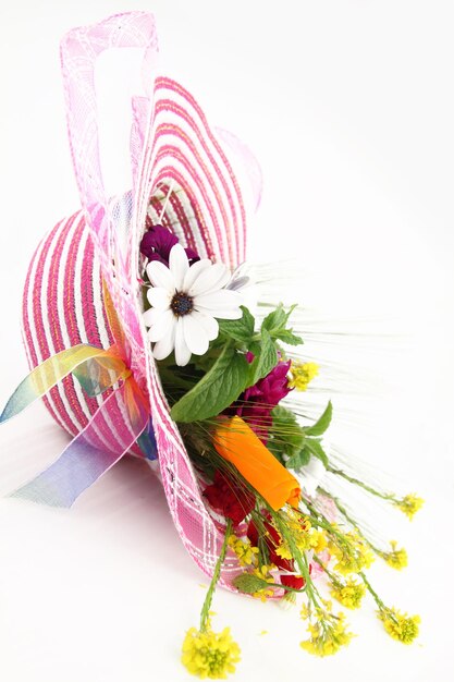 Hat and flower bouquet