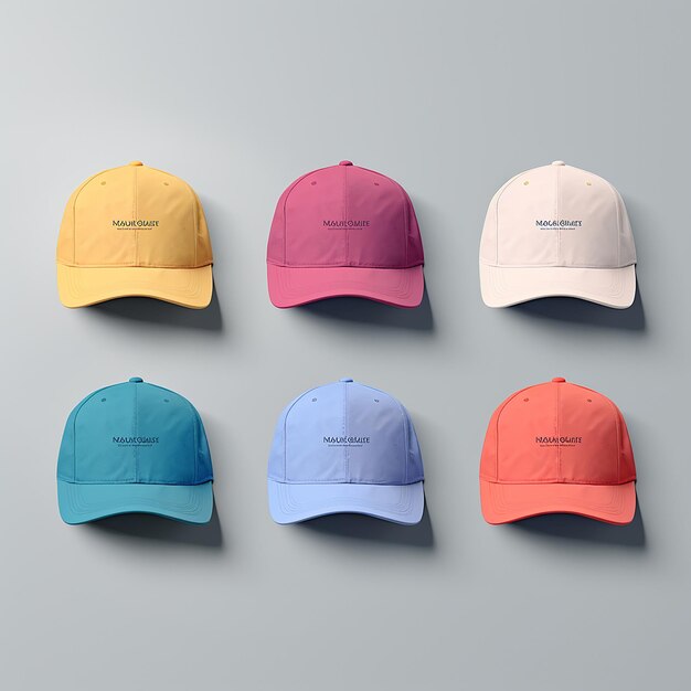Мокап шляпы с цветовыми вариациями Создайте макет шляпы с цветовыми вариациями. Убедитесь, что этот макет