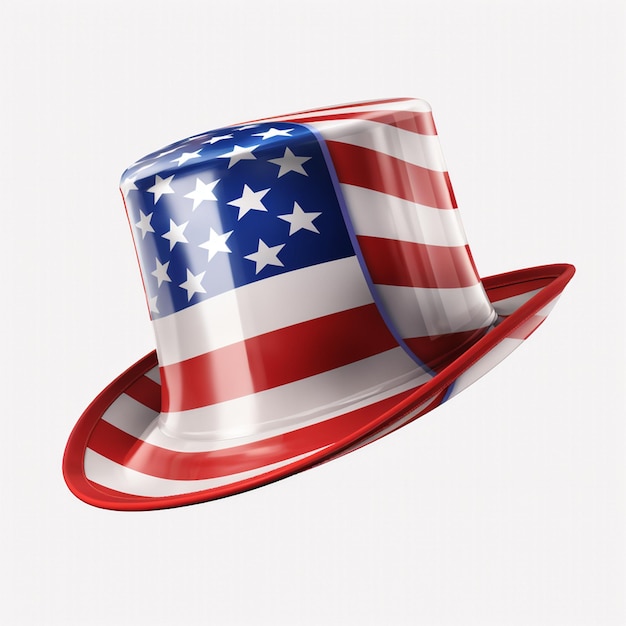 3Dレンダリングで色と米国の旗を持つ帽子
