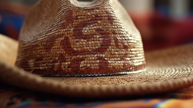 A hat with a pattern of the word santa fe on it