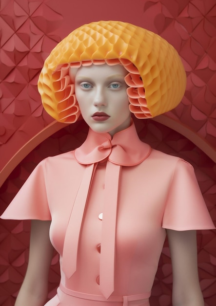 Шляпа женщина мода концепция очки красочный портрет креативная красота латекс искусство Generative AI