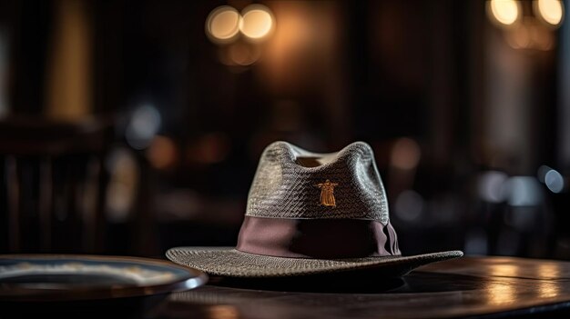 Foto cappello sul tavolo di legno