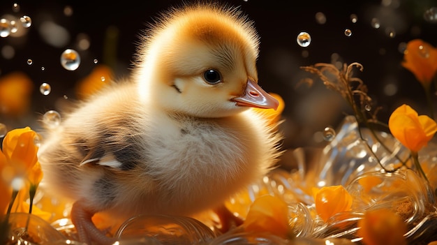 Hatching Wonder Newborn Duckling with Broken Eggshell