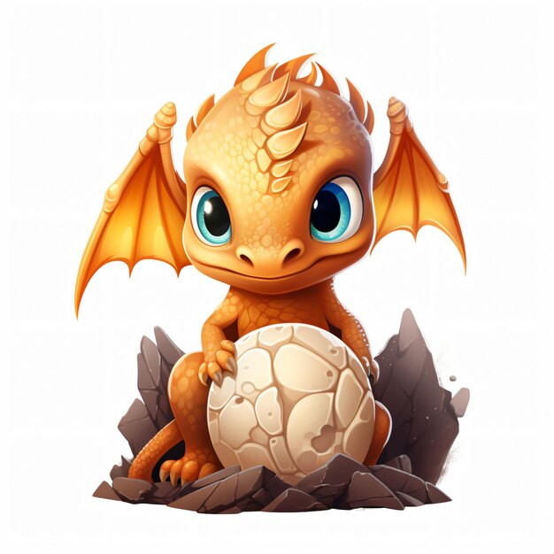 Hatchling baby dragon fantasy clipart isolated on white