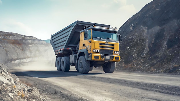 Haul Truck on Open Pit Mine Road Generative AI
