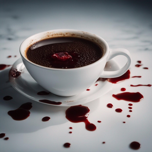 Haunted coffee cup blood ai generated