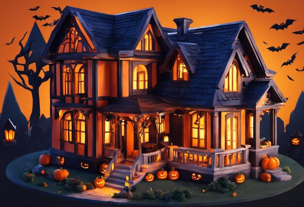 Haunted House at Dusk Halloween Season's Charm Ai generated content