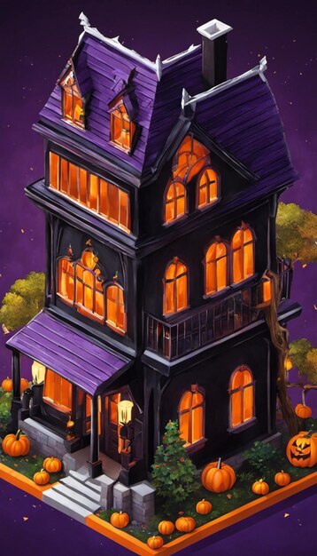 Haunted House at Dusk Halloween Season's Charm Ai generated content