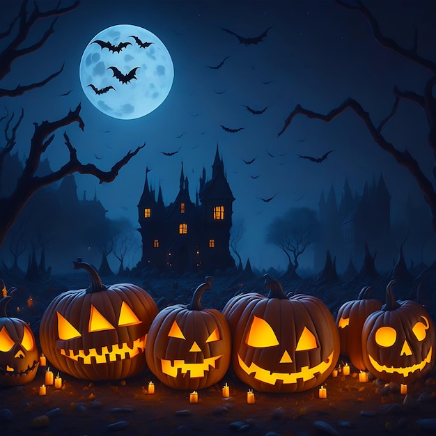 Дом с привидениями на Хэллоуин, созданный Ai