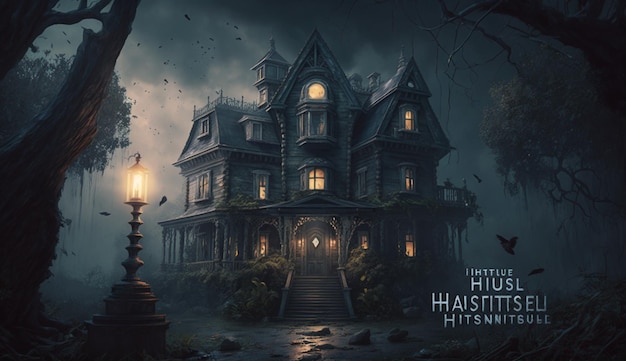 Haunted house illustration design realistic impressive image ai generated art