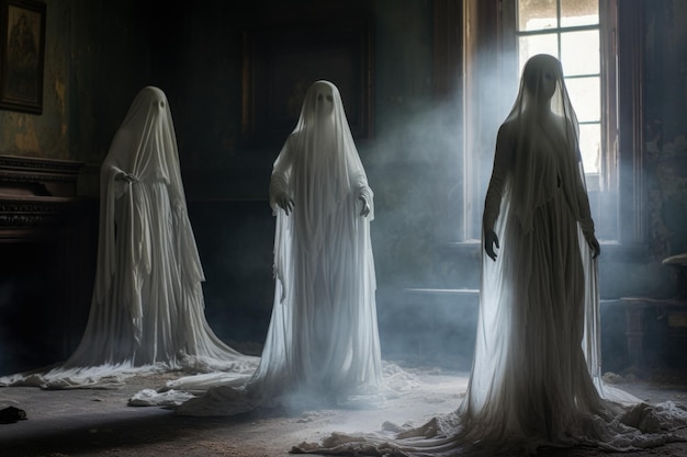유령 같은 인물 들 이 있는 버려진 저택 의 유령