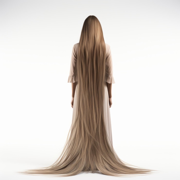 Photo haunting elegance 3d female with long hair in grandeur of scale