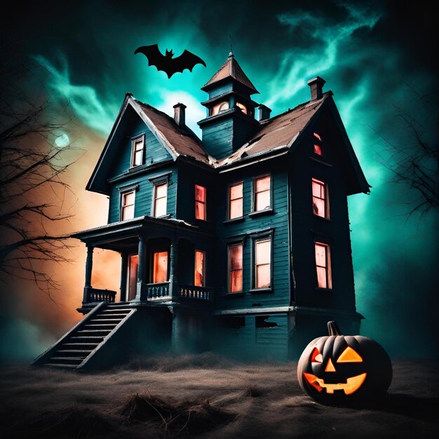 Premium AI Image  A Haunting Halloween Night Under the Harvest Moon