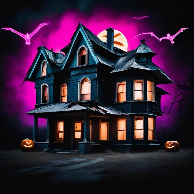 Premium AI Image  A Haunting Halloween Night Under the Harvest Moon