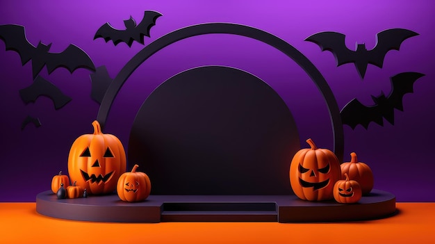 Haunting Halloween Product Display Spooky 3D achtergrond voor visuele merchandising