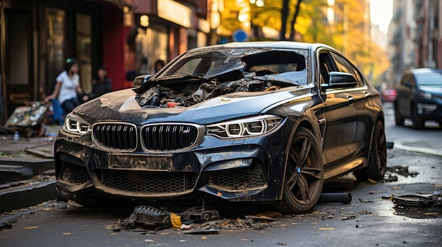 haunting image of a car in the aftermath of a severe accident