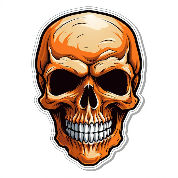 Haunting Skull Sticker op een wit oppervlak