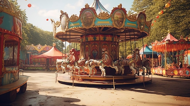 Hauntingly beautiful abandoned carnival with vintage rides