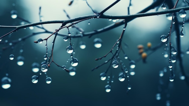 Hauntingly Beautiful Water Droplets On Tree Branches Wallpaper