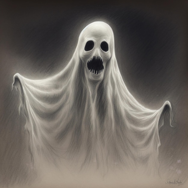 Premium Photo A Hauntingly Creepy Ghost Drawing AI Generated