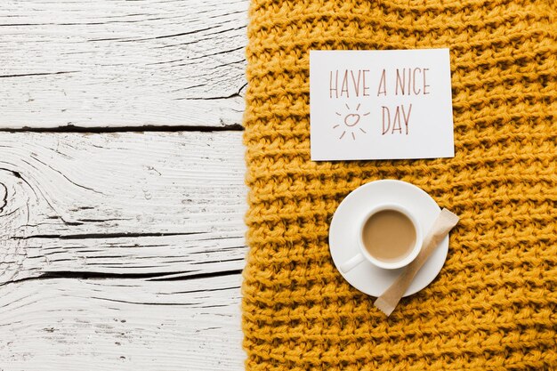 have nice day message with cup coffee High quality and resolution beautiful photo concept