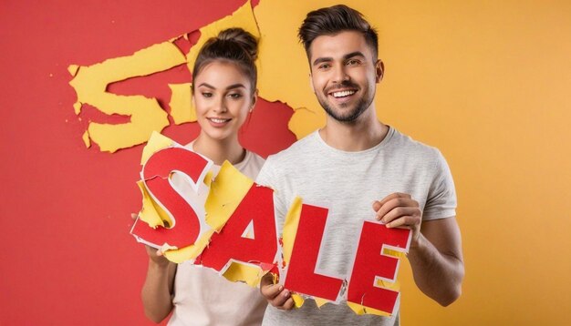 Photo have you heard about the big sale studio portrait of a handsome young man holding