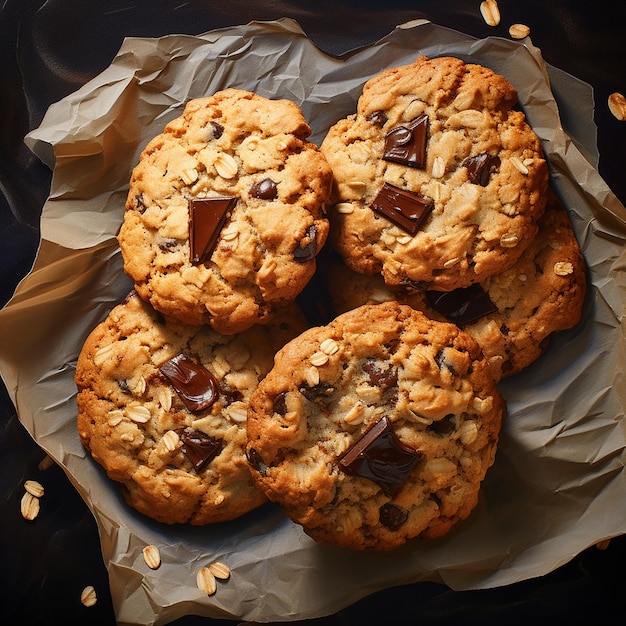 Haverkoekjes met chocolade erop.