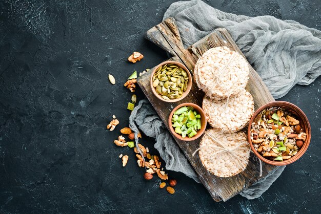 Havermoutrepen Gezonde snacks Bovenaanzicht Vrije ruimte voor je tekst