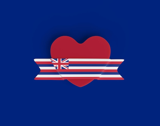 Hawaii Flag Heart Banner