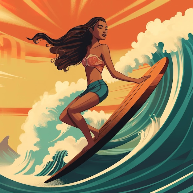 hawaiiaans surfer illustratiepatroon