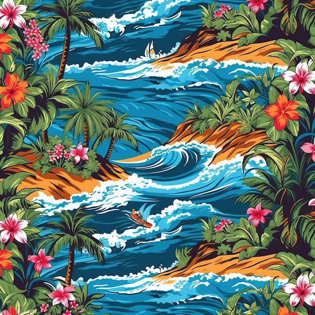 hawaiiaans surfer illustratiepatroon