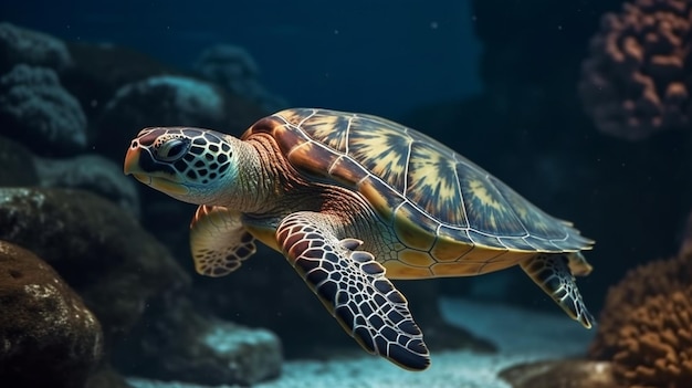 Hawaiiaanse groene zeeschildpad Chelonia mydasgeneratieve ai