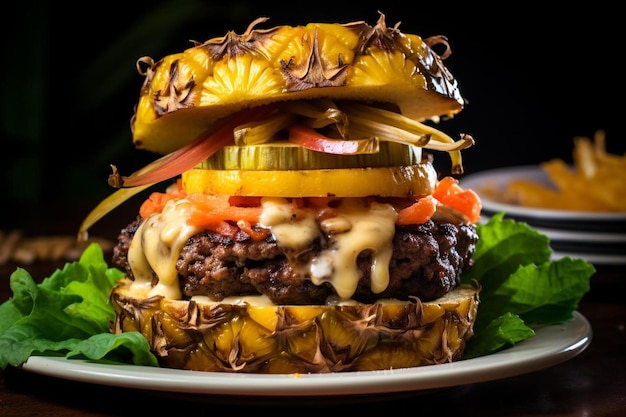 Foto hawaiian ananas burger delight