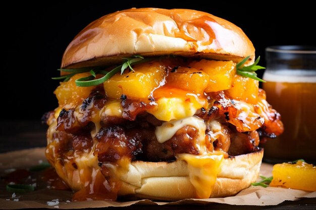 Hawaiian BBQ Pork Burger