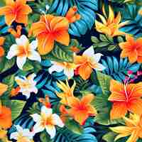 Photo hawaiian floral pattern colorful hawaii flowers design ai generated