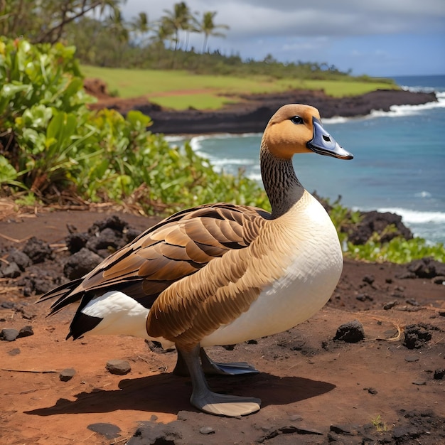 Hawaiian Goose at Kilauea Point Wildlife Refuge on Kauai